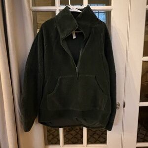 Green spruce lululemon fleece full length half zip scuba